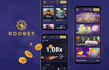 Roobet Casino sur mobile — interface smartphone iOS Android